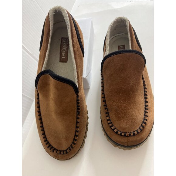 Sorel Men's‎ Moc Suede and Faux Fur Slippers Moccasins Slip On Size 7.5 Brown - Picture 3 of 9